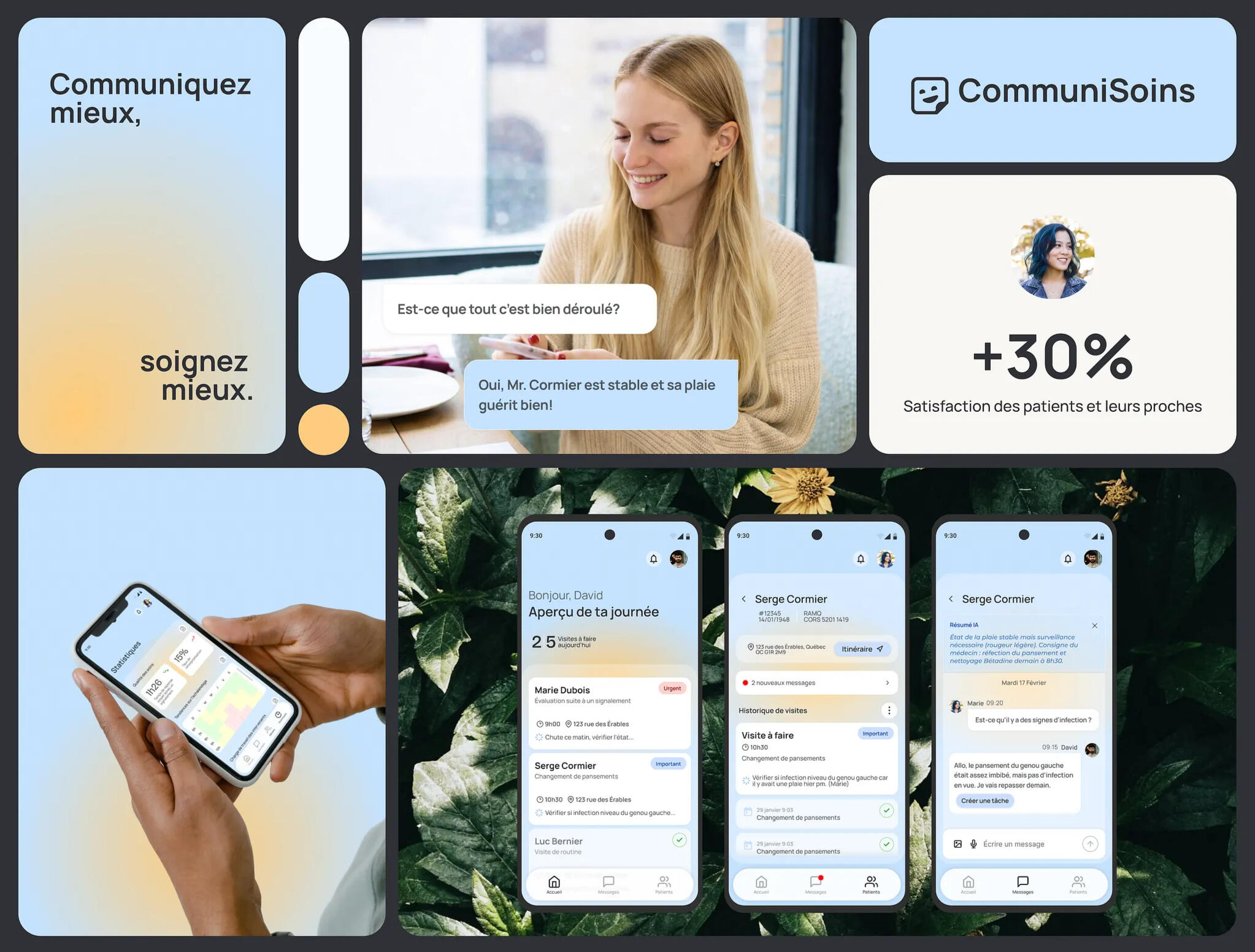 Image promotionnelle de l'application de soins à domicile Communisoin inventée par Viviane Samson